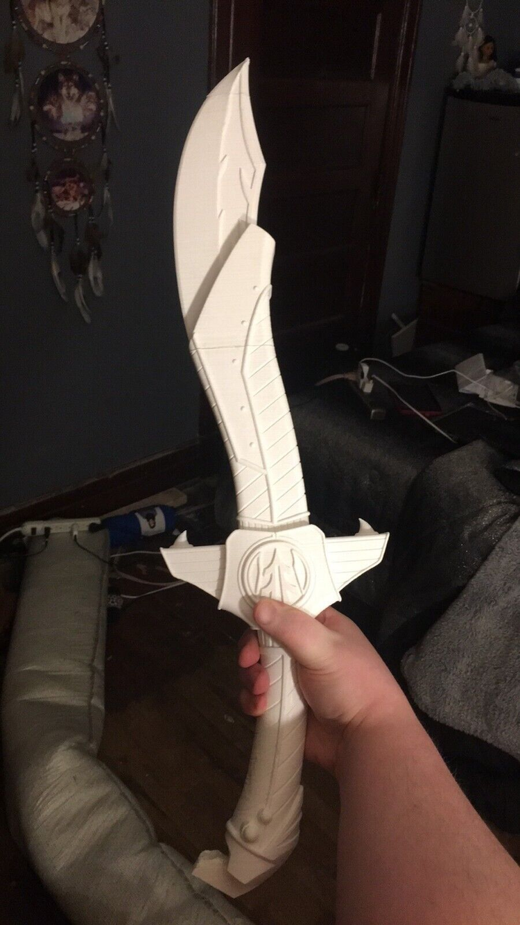 Life Size White Ranger Saba Sword Power Rangers Anime Cosplay Kit 3D Printed