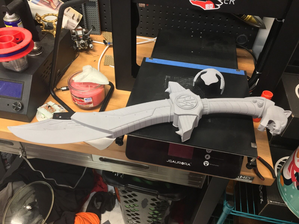 Life Size White Ranger Saba Sword Power Rangers Anime Cosplay Kit 3D Printed