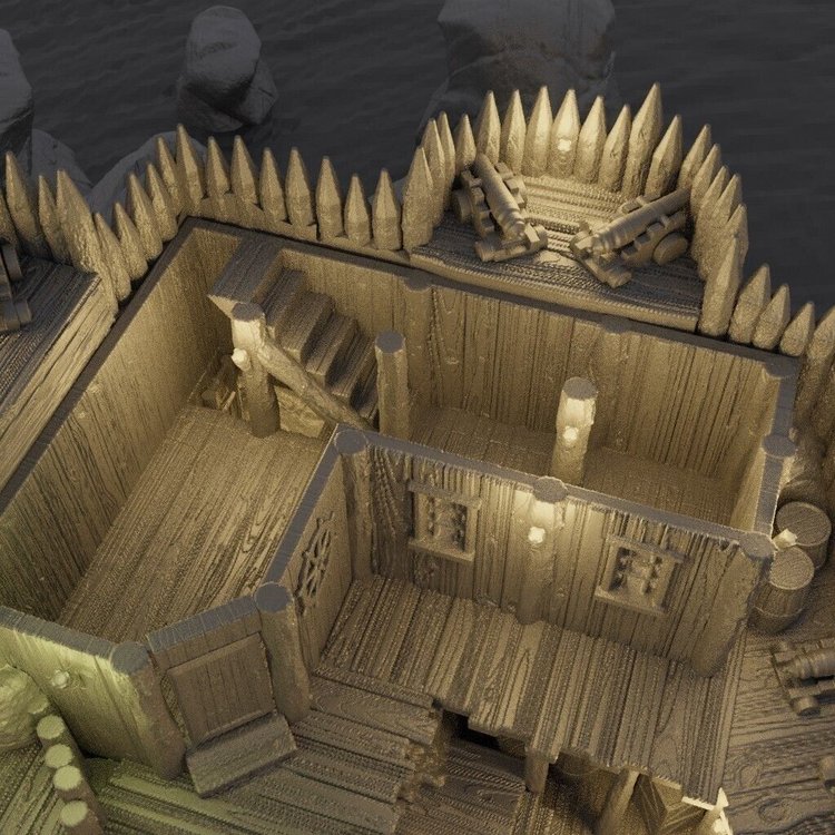 Island Fort Terrain 28mm 32mm D&D Pathfinder Tabletop 3D Printed