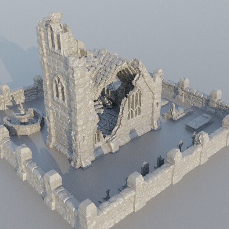 Ruined Church Terrain 28mm | 32mm | D&D | Pathfinder | Tabletop | 3D Printed