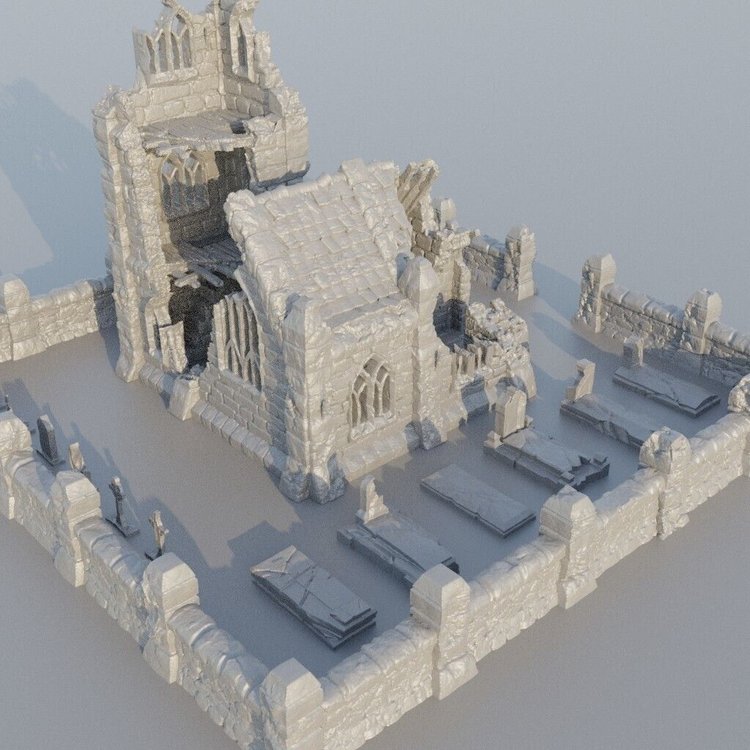 Ruined Church Terrain 28mm | 32mm | D&D | Pathfinder | Tabletop | 3D Printed