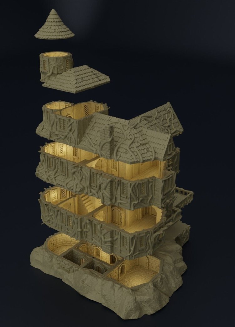 Large Manor House Terrain 28mm | 32mm | D&D | Pathfinder | Tabletop | 3D Printed