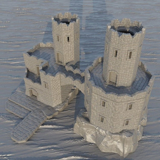 Castle Towers Fort Prison Terrain 28mm 32mm D&D Pathfinder Tabletop 3D Printed