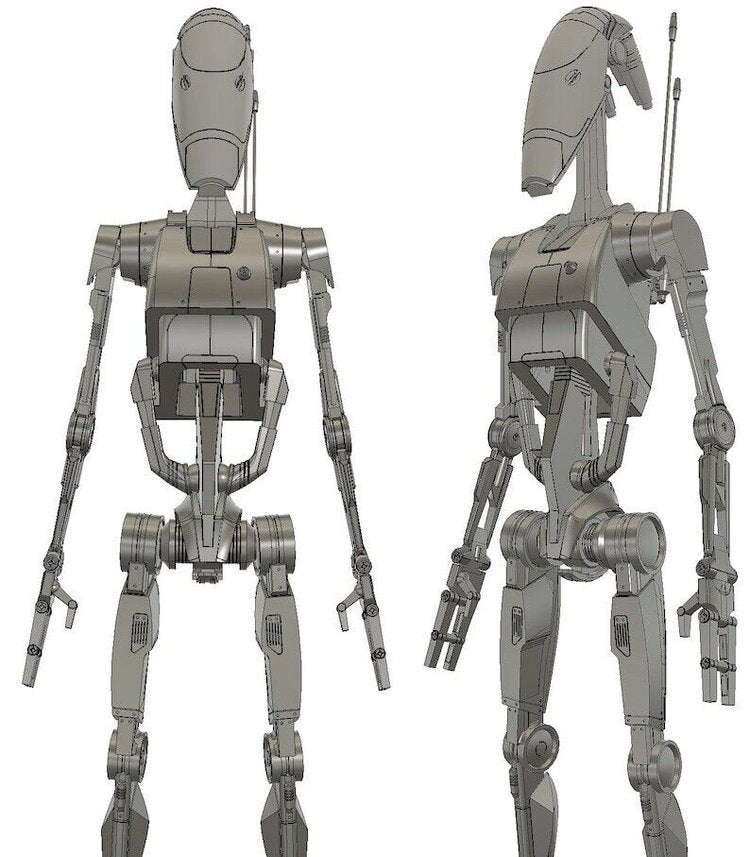 Life Size Star Wars Battle Droid Poseable Action Figure Kit 3D Printed