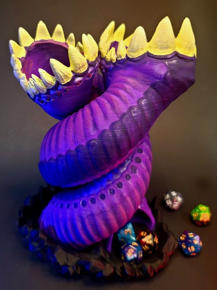 Big Purple Worm Dice Tower D&D | Pathfinder | Tabletop | RPG | 3D Printed