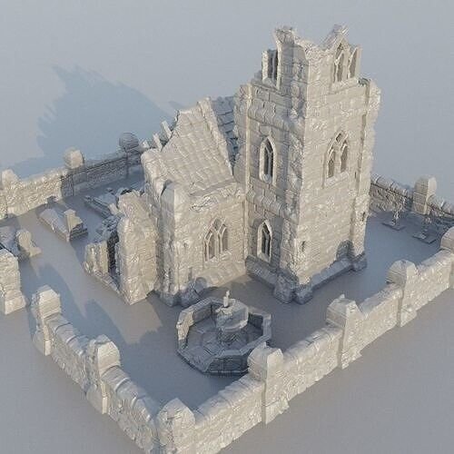 Ruined Church Terrain 28mm | 32mm | D&D | Pathfinder | Tabletop | 3D Printed