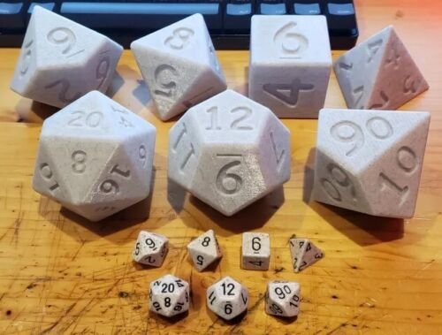 Giant Dice 7Pcs Polyhedral Dice Set D&D | Pathfinder | Tabletop | RPG | 3D Printed