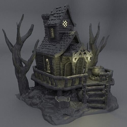 Witch Hut House Terrain 28mm | 32mm | D&D | Pathfinder | Tabletop | 3D Printed